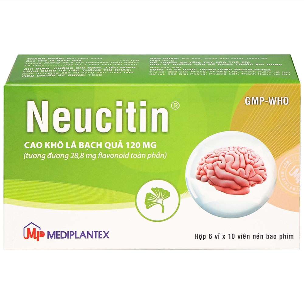 Hình ảnh Thuốc Neucitin 120mg Mediplantex điều trị mất trí nhớ ngắn hạn (6 vỉ x 10 viên)