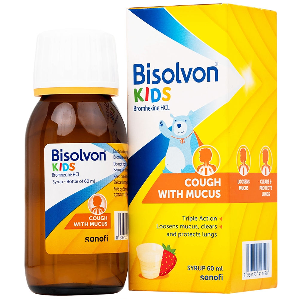 Hình ảnh Siro Bisolvon Kids Boehringer làm loãng đờm trong các bệnh phế quản phổi cấp và mạn tính (60ml)