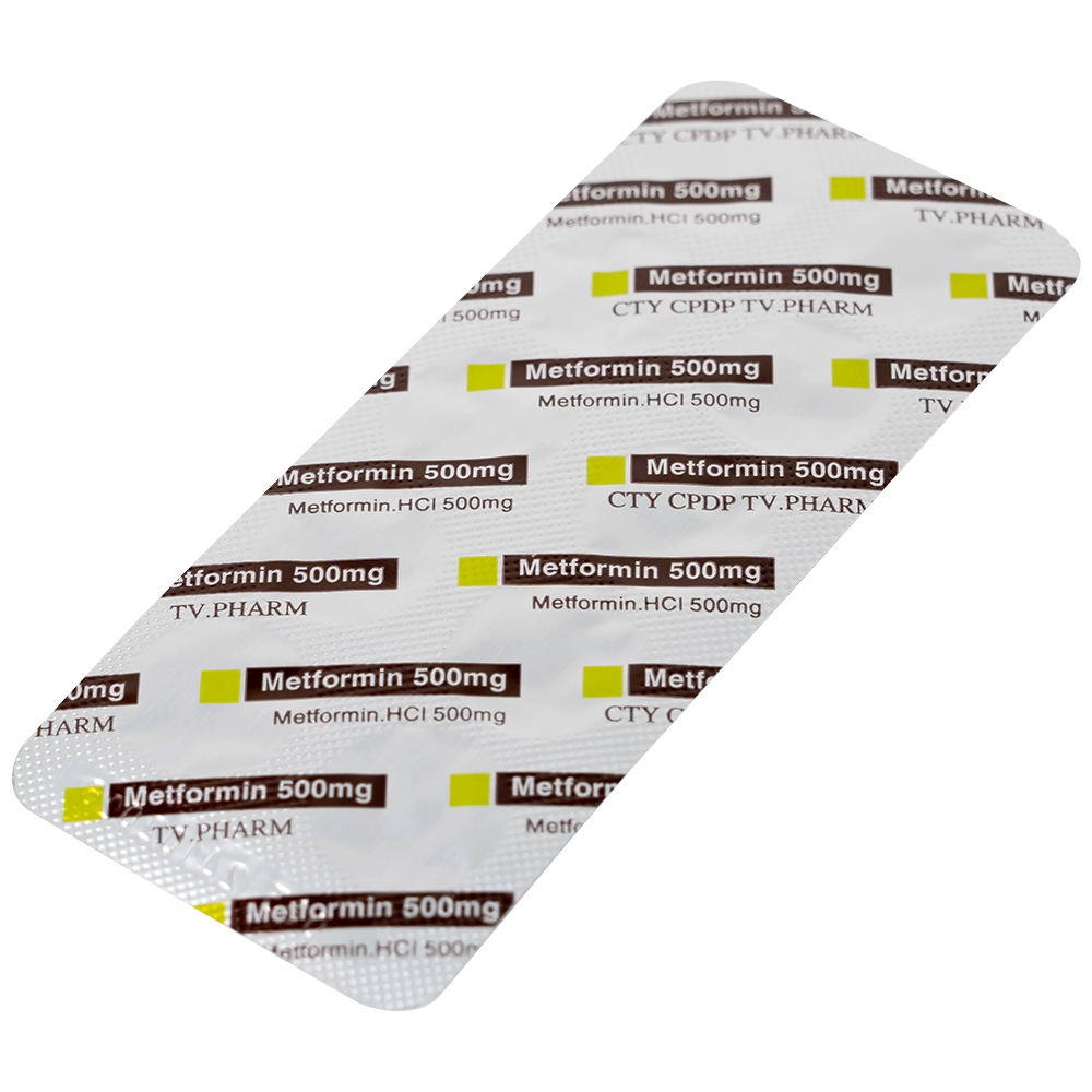 Hình ảnh Thuốc Metformin 500mg TV Pharm điều trị đái tháo đường (10 vỉ x 10 viên)