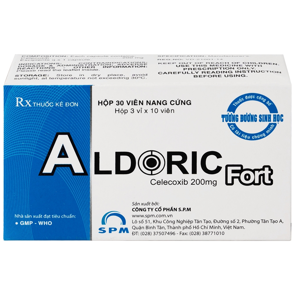 Hình ảnh Thuốc Aldoric Fort 200mg S.P.M điều trị thoái hóa khớp, viêm khớp (3 vỉ x 10 viên)