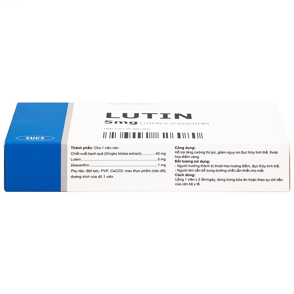 Hình ảnh Viên uống Lutin 5mg Sucs hỗ trợ tăng cường thị lực, giảm nguy cơ đục thủy tinh thể, thoái hóa điểm vàng