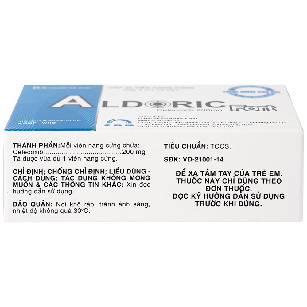Hình ảnh Thuốc Aldoric Fort 200mg S.P.M điều trị thoái hóa khớp, viêm khớp (3 vỉ x 10 viên)