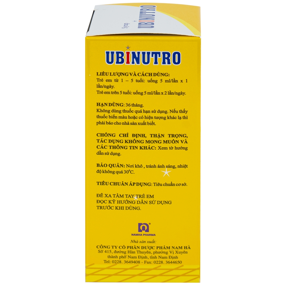 Hình ảnh Siro Ubinutro Nam Hà bổ sung các acid amin, vitamin và kẽm (120ml)