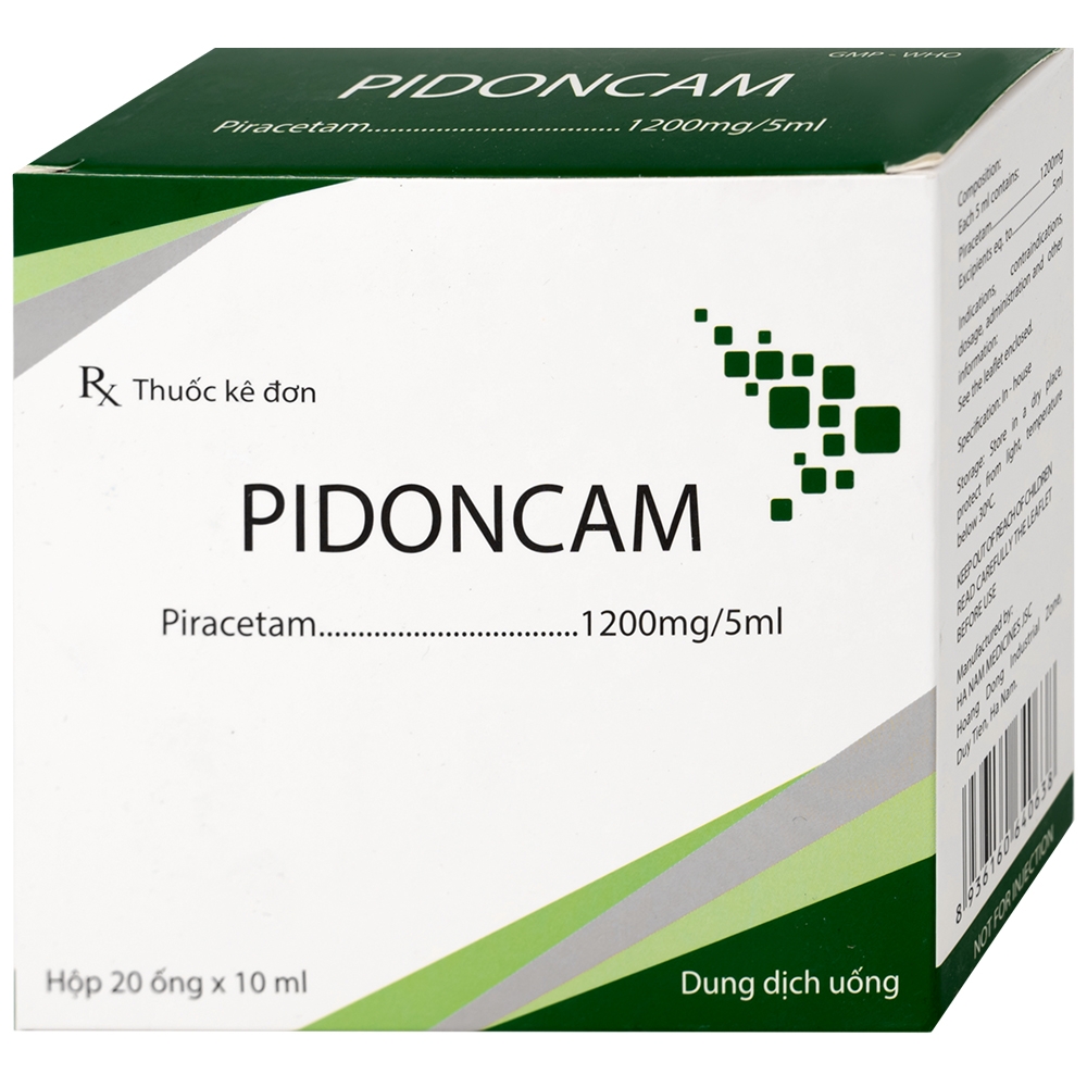 Hình ảnh Thuốc Pidoncam 1200mg/5ml Hà Nam điều trị triệu chứng chóng mặt, suy giảm trí nhớ (20 ống x 10ml)
