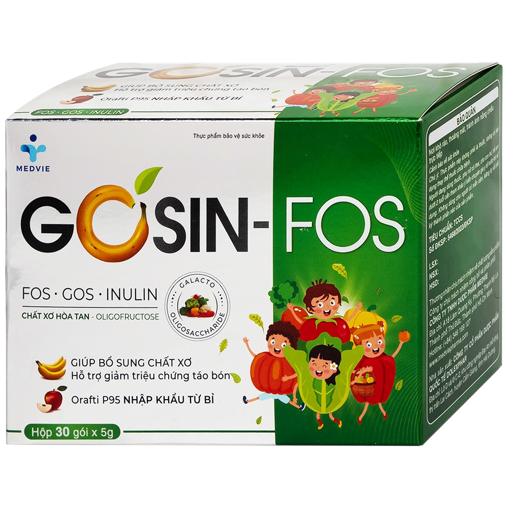 Hình ảnh Bột pha uống Gosin-Fos 5g Medvie bổ sung chất xơ, hỗ trợ giảm triệu chứng táo bón (30 gói)