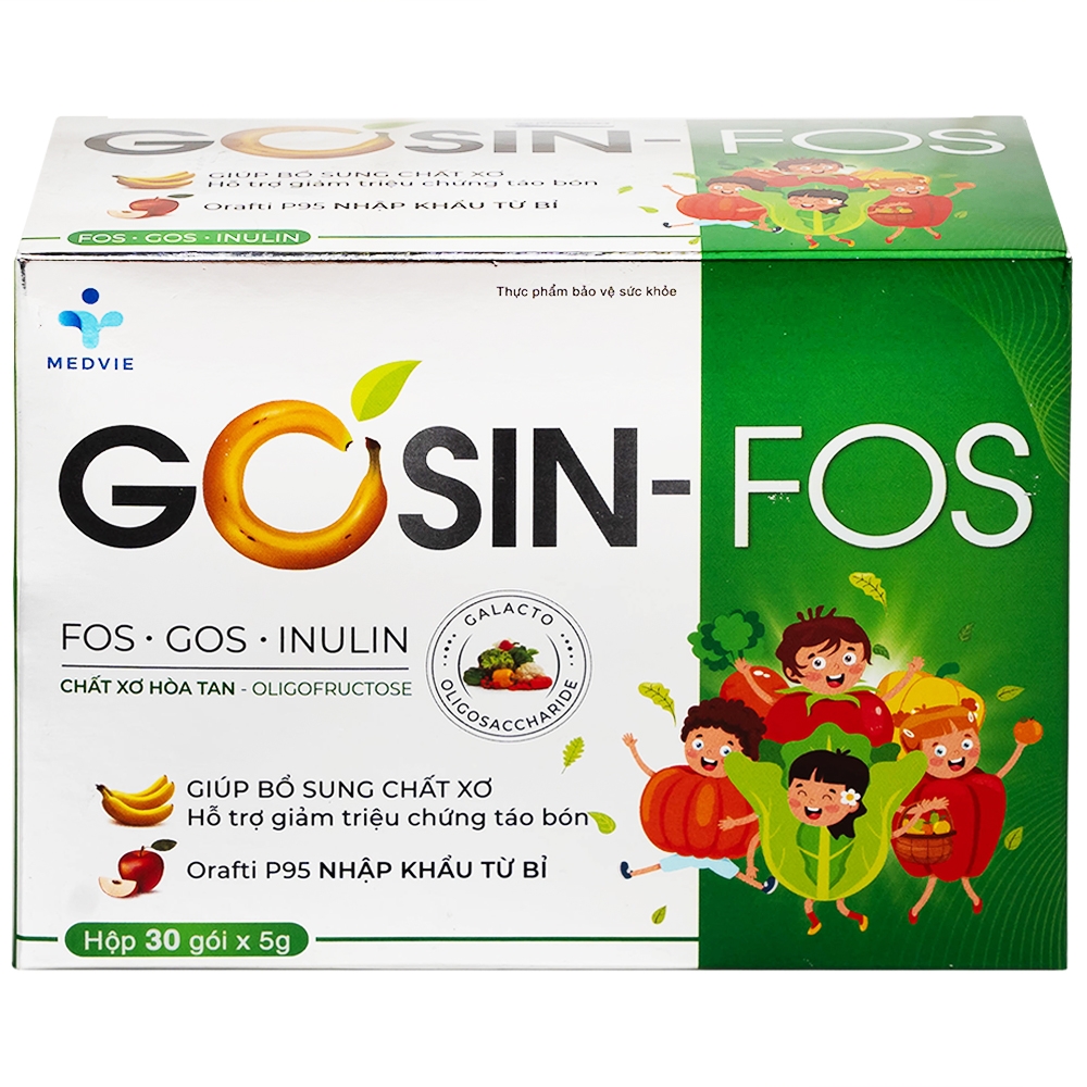 Hình ảnh Bột pha uống Gosin-Fos 5g Medvie bổ sung chất xơ, hỗ trợ giảm triệu chứng táo bón (30 gói)