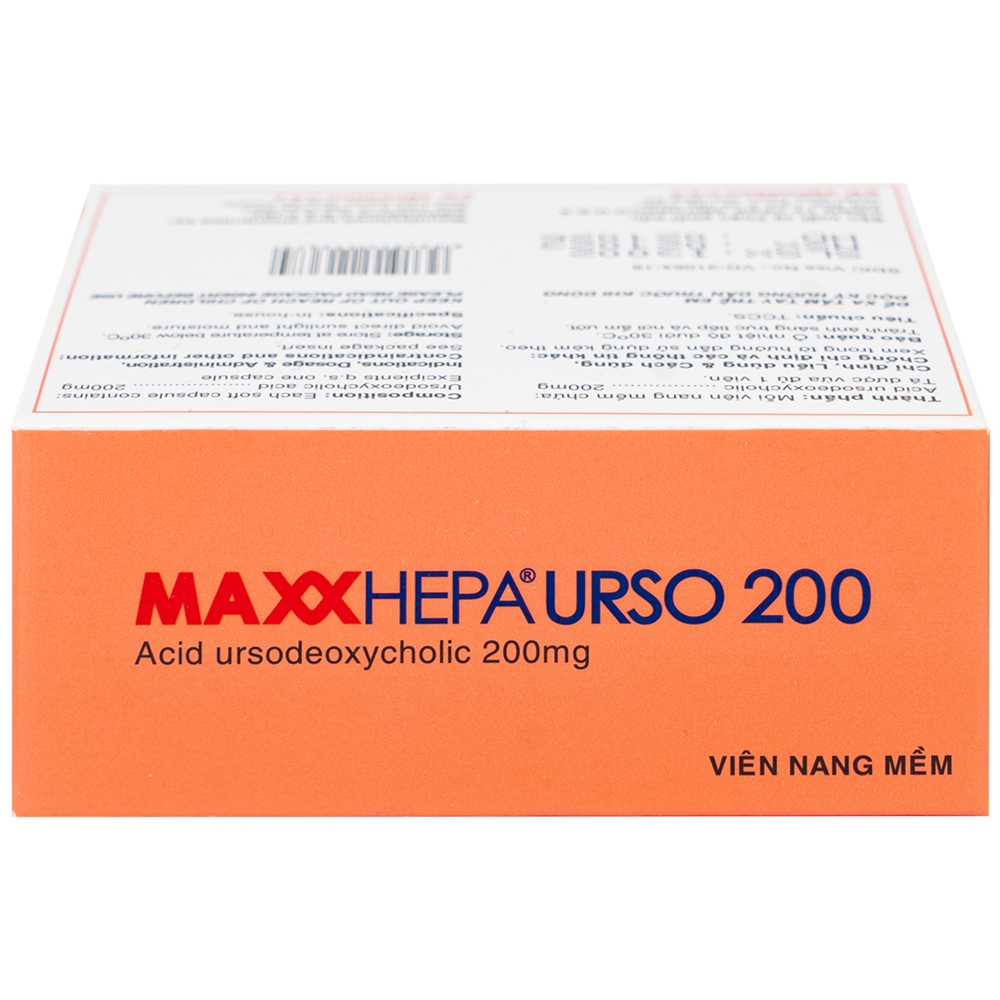 Hình ảnh Thuốc Maxxhepa Urso 200 Ampharco điều trị xơ gan do mật nguyên phát, tan sỏi túi mật cholesterol (3 vỉ x 10 viên)