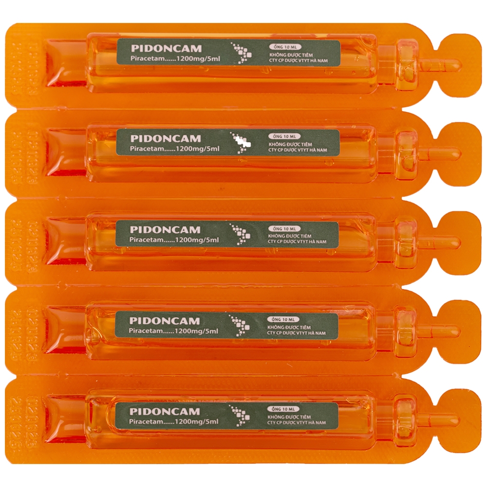 Hình ảnh Thuốc Pidoncam 1200mg/5ml Hà Nam điều trị triệu chứng chóng mặt, suy giảm trí nhớ (20 ống x 10ml)