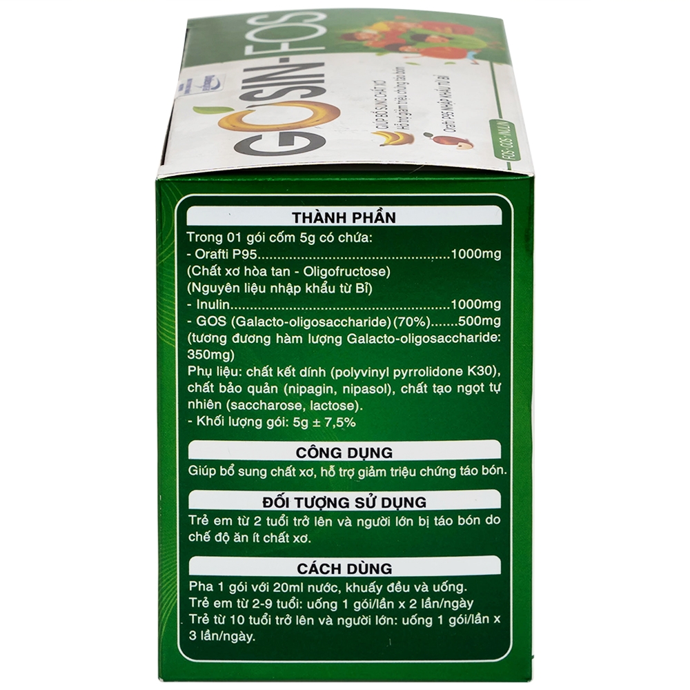 Hình ảnh Bột pha uống Gosin-Fos 5g Medvie bổ sung chất xơ, hỗ trợ giảm triệu chứng táo bón (30 gói)