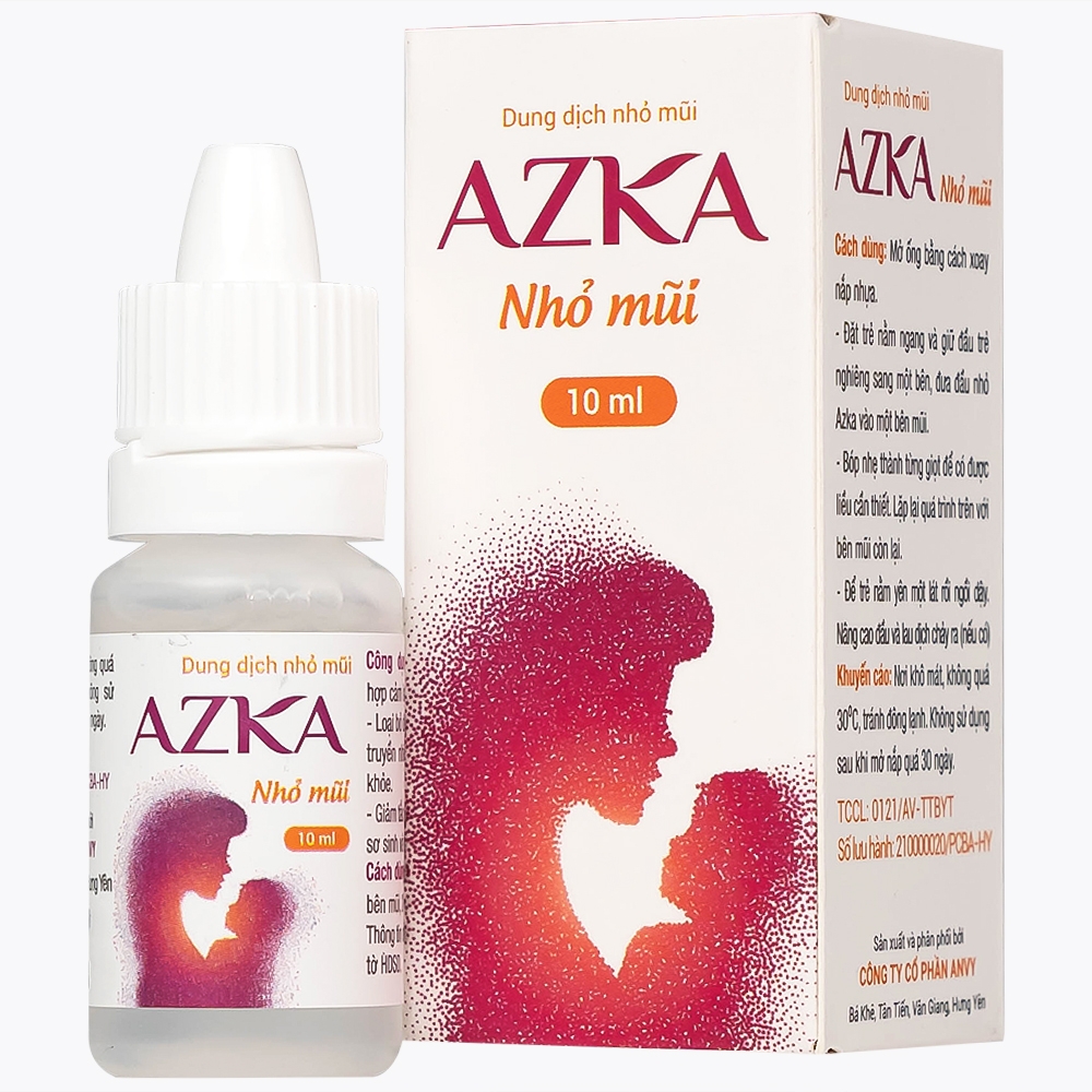 Hình ảnh Dung dịch nhỏ mũi Azka 10ml Anvy dùng trong cảm lạnh, sổ mũi, loại bỏ dịch nhầy