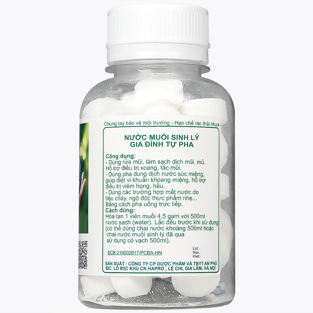 Hình ảnh Muối tinh 4.5g An Phú - nước muối sinh lý gia đình tự pha dùng rửa mũi (50 viên)