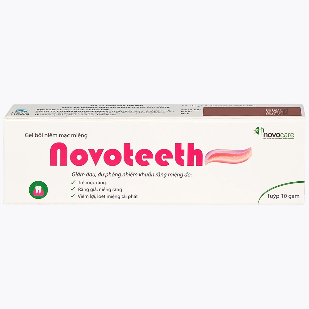 Hình ảnh Gel bôi niêm mạc miệng Novoteeth 10g Novocare giảm đau, dự phòng nhiễm khuẩn răng miệng do trẻ mọc răng