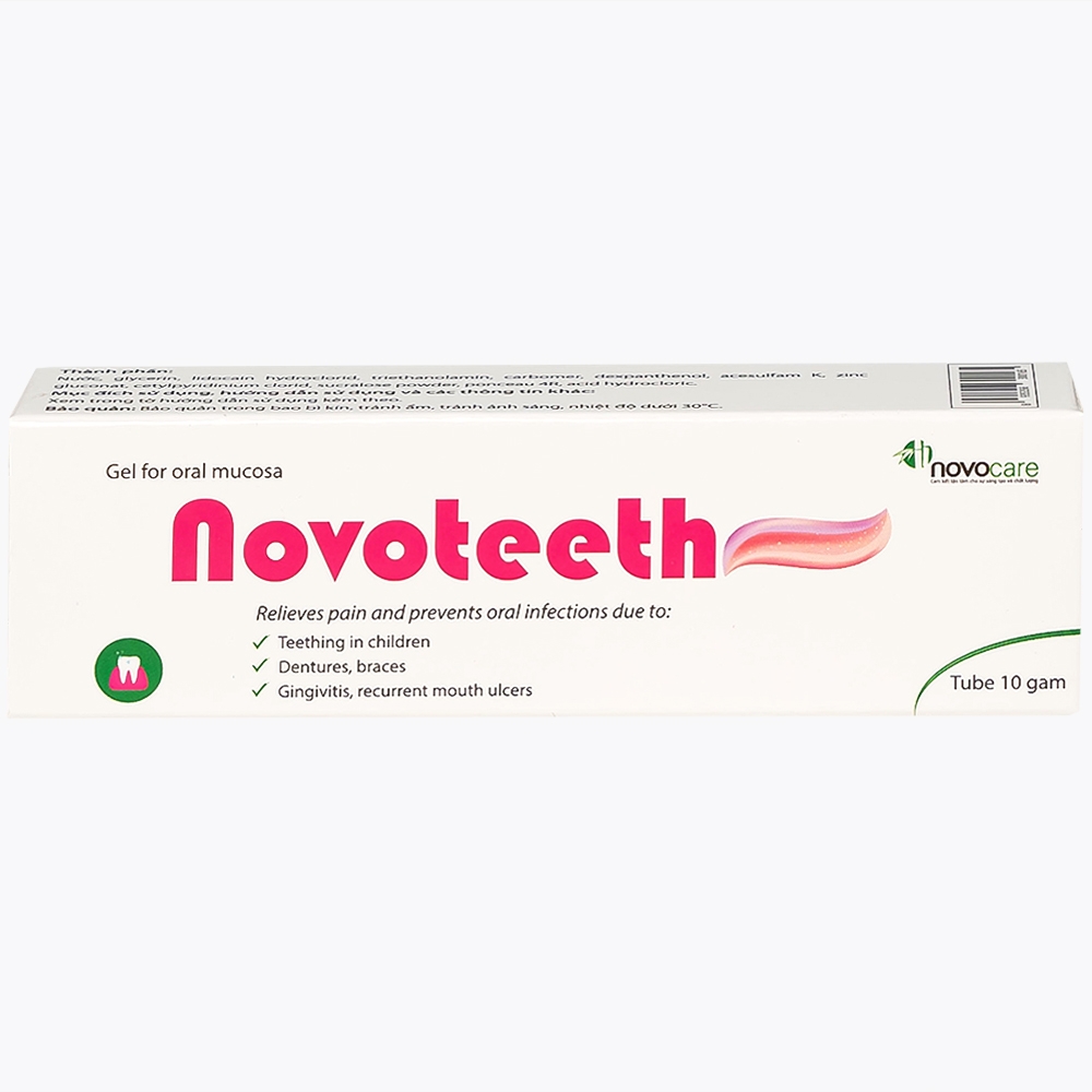 Hình ảnh Gel bôi niêm mạc miệng Novoteeth 10g Novocare giảm đau, dự phòng nhiễm khuẩn răng miệng do trẻ mọc răng
