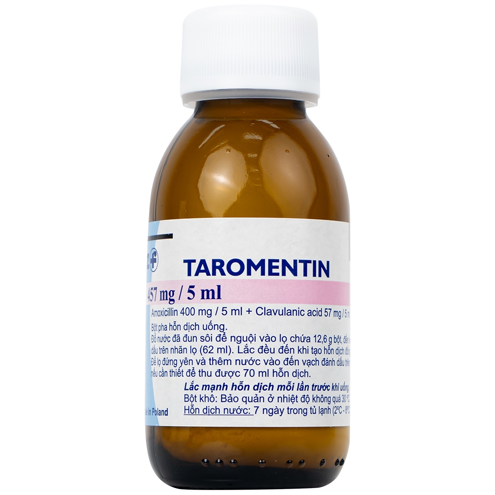 Hình ảnh Bột hỗn dịch uống Taromentin 457mg/5ml điều trị nhiễm trùng viêm xoang, tai giữa, đường hô hấp (12.6g)