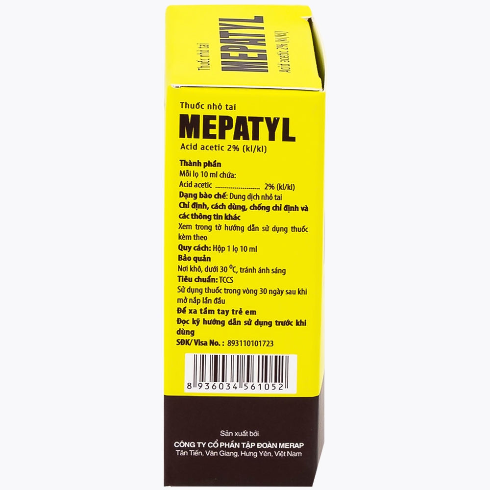 Hình ảnh Thuốc nhỏ tai Mepatyl 10ml Merap điều trị nhiễm khuẩn của ống tai ngoài