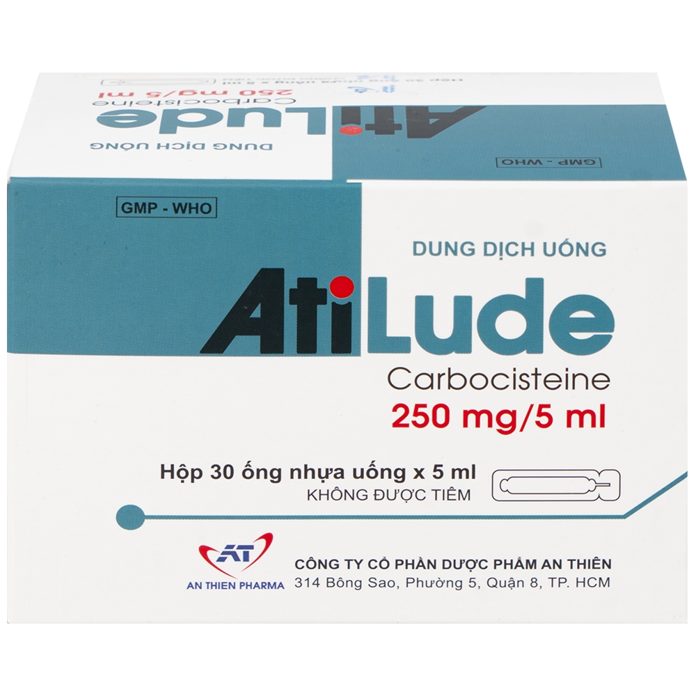 Hình ảnh Dung dịch uống AtiLude 250mg/5ml An Thiên tiêu nhầy, rối loạn đường hô hấp (6 vỉ x 5 ống x 5ml)