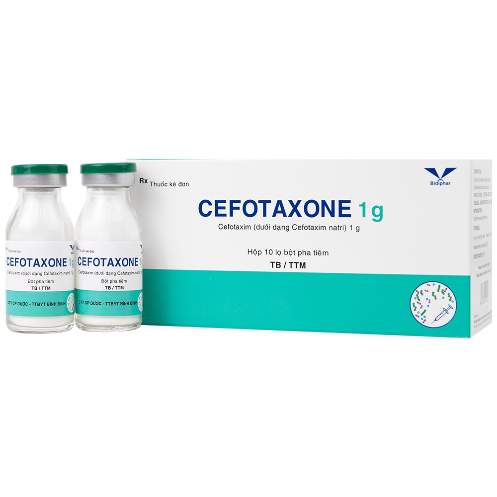 Hình ảnh Bột pha tiêm Cefotaxone 1g Bidiphar điều trị các bệnh nhiễm khuẩn nặng (10 lọ)