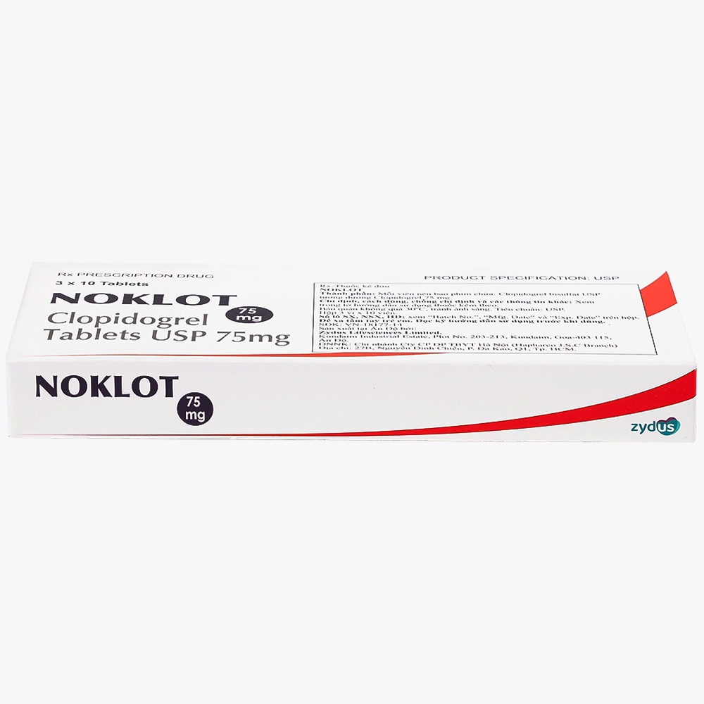 Hình ảnh Thuốc Noklot 75mg Zydus phòng ngừa biến cố xơ vữa động mạch (3 vỉ x 10 viên)
