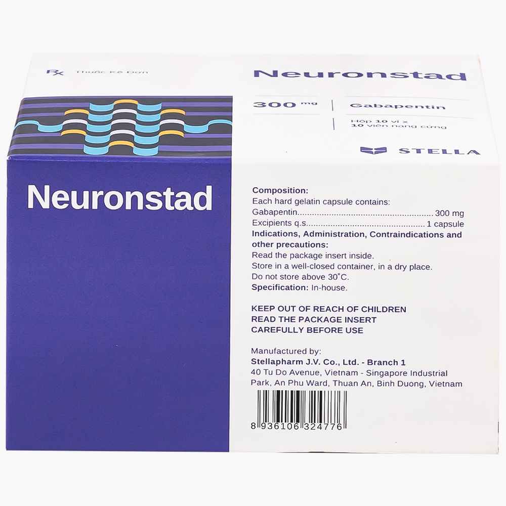 Hình ảnh Thuốc Neuronstad 300mg Stella điều trị hỗ trợ động kinh cục bộ (10 vỉ x 10 viên)