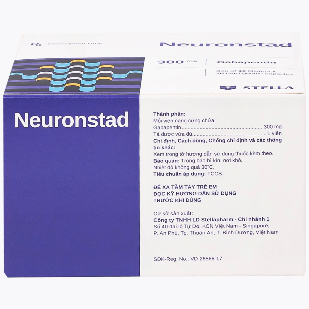 Hình ảnh Thuốc Neuronstad 300mg Stella điều trị hỗ trợ động kinh cục bộ (10 vỉ x 10 viên)