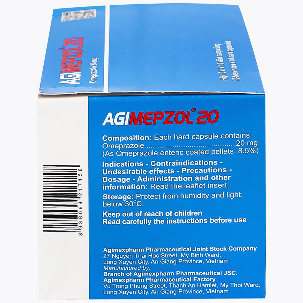 Hình ảnh Thuốc Agimepzol 20 Agimexpharm điều trị loét tá tràng, phòng ngừa tái phát loét tá tràng (10 vỉ x 10 viên)