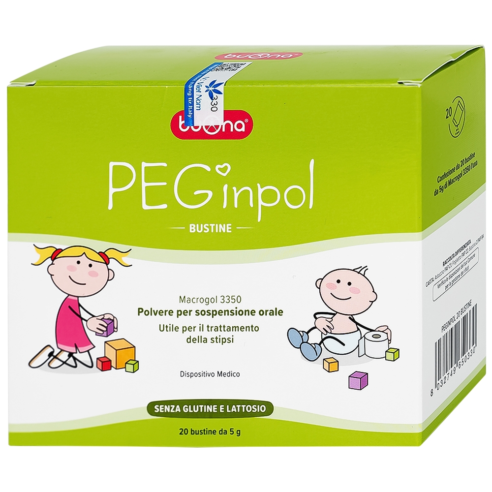 Hình ảnh Bột pha hỗn dịch nhuận tràng PEGinpol 5g Buona cải thiện tình trạng táo bón cho trẻ (20 gói)