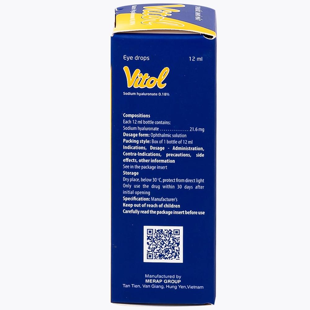 Hình ảnh Thuốc nhỏ mắt Vitol 12ml Merap dùng cho các tình trạng khô mắt