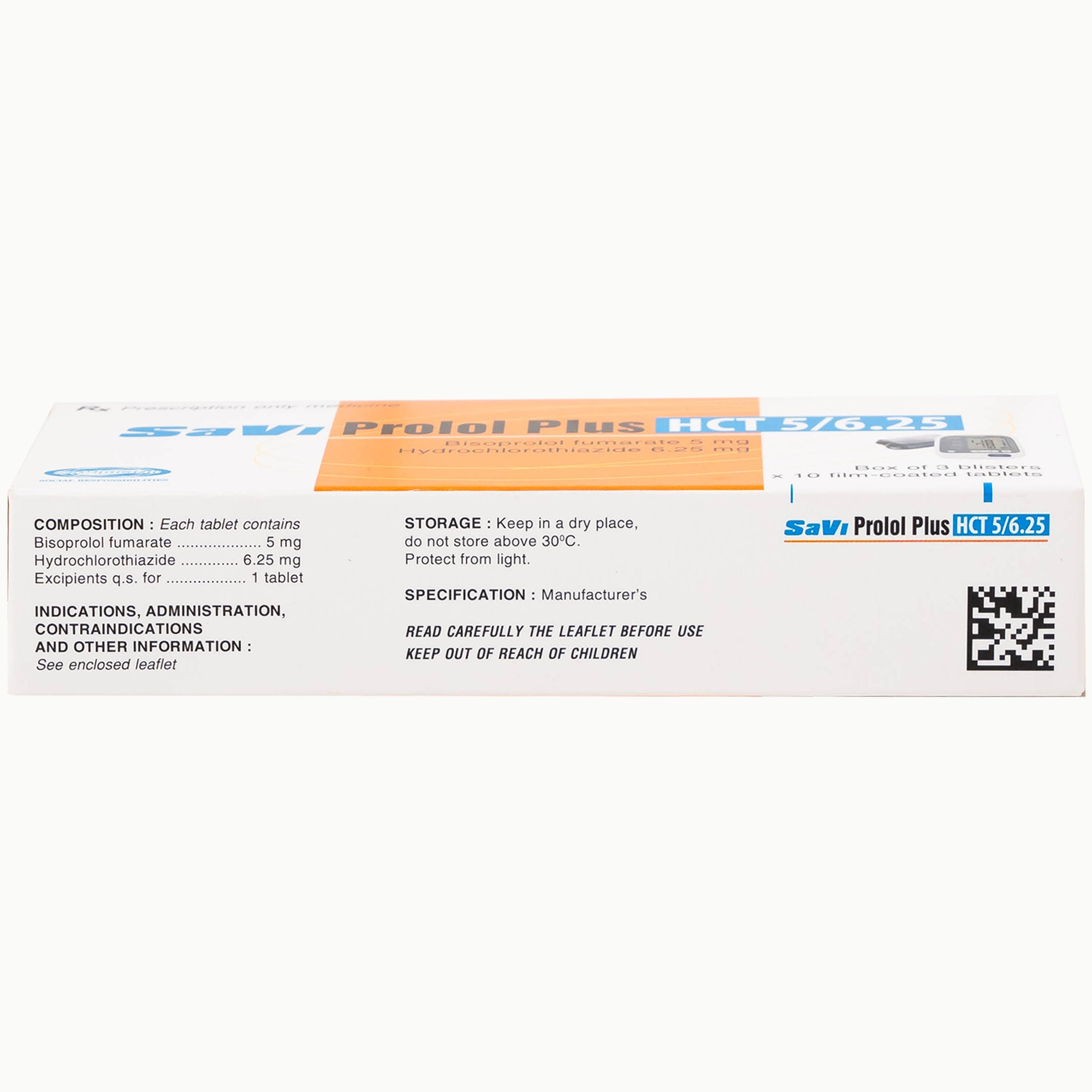 Hình ảnh Thuốc Savi Prolol Plus HCT 5/6.25 kiểm soát tình trạng tăng huyết áp (3 vỉ x 10 viên)