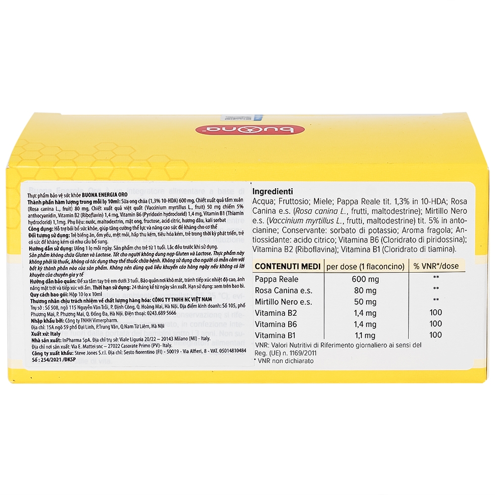 Hình ảnh Dung dịch Bouna Energia Oro hỗ trợ bồi bổ sức khỏe, giúp tăng cường thể lực (10 lọ x 10ml)