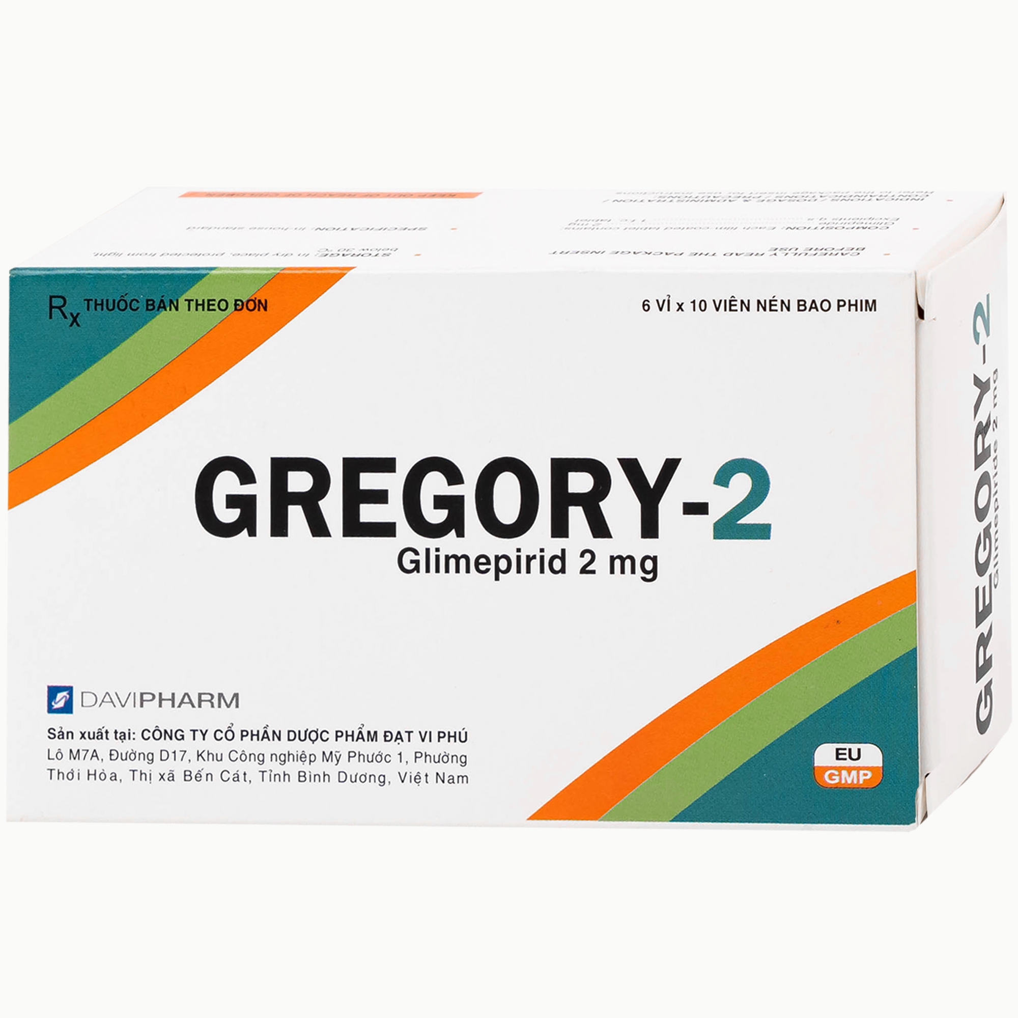 Hình ảnh Thuốc Gregory-2 Davipharm hỗ trợ cho chế độ ăn kiêng ở bệnh tiểu đường típ 2 (6 vỉ x 10 viên)