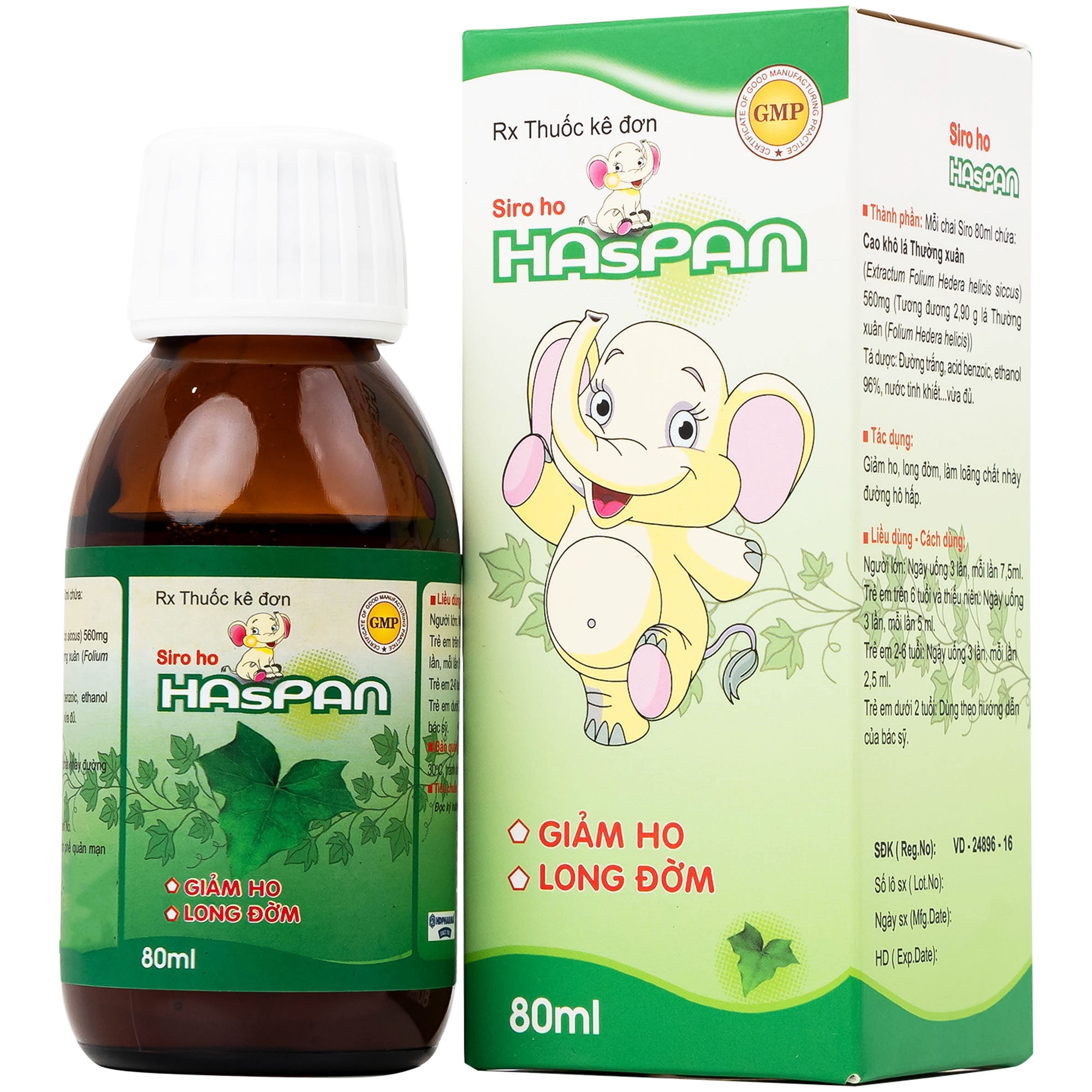 Hình ảnh Siro ho Haspan 80ml giảm ho, long đờm, điều trị viêm đường hô hấp cấp có kèm ho