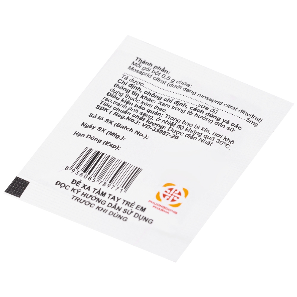 Hình ảnh Bột pha uống Abamotic 5mg Phương Đông điều trị các triệu chứng tiêu hóa, viêm dạ dày (30 gói x 0,5g)