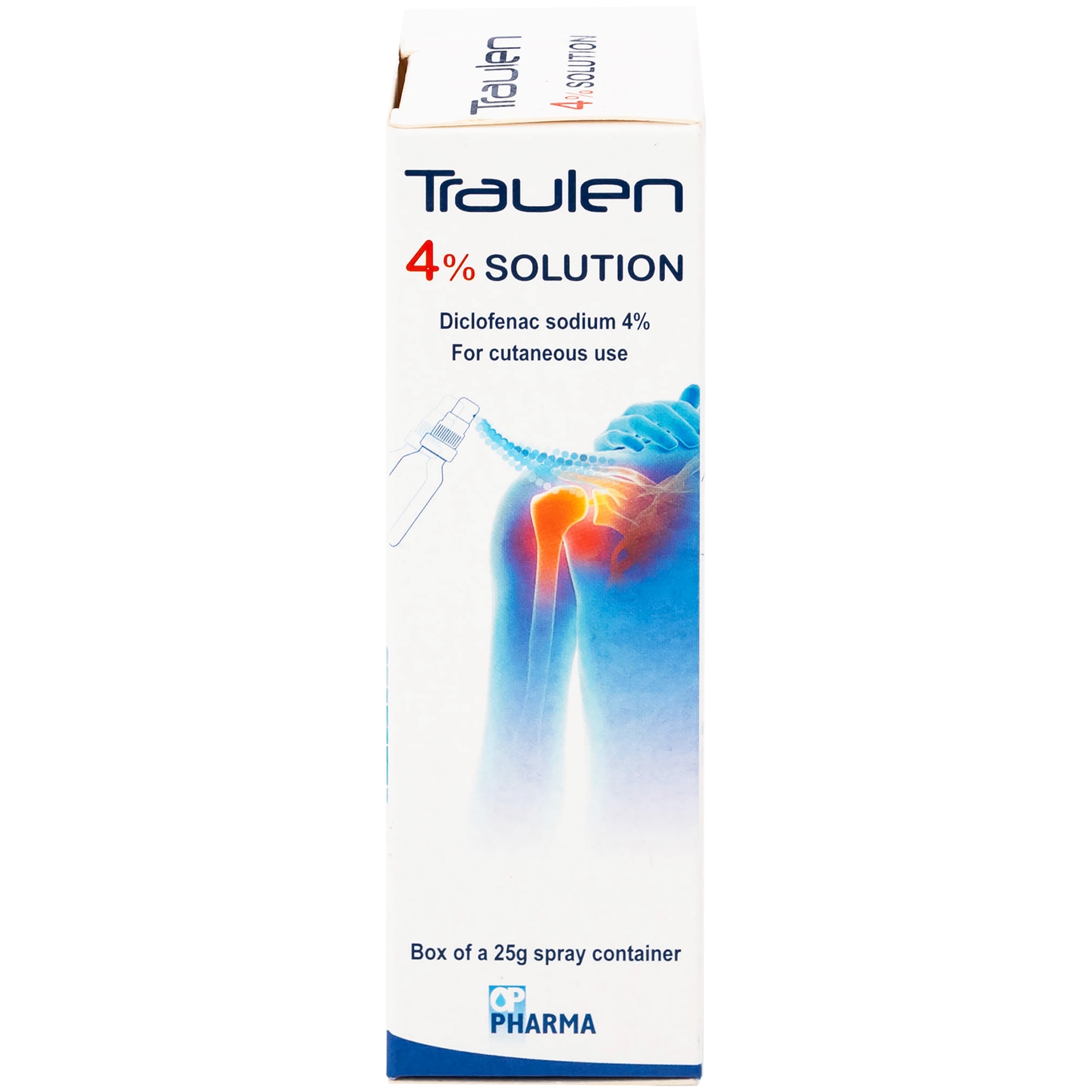 Hình ảnh Thuốc giảm đau Traulen 4% OP Pharma dạng xịt hỗ trợ điều trị tại chỗ đau và viêm do thấp khớp (25g)