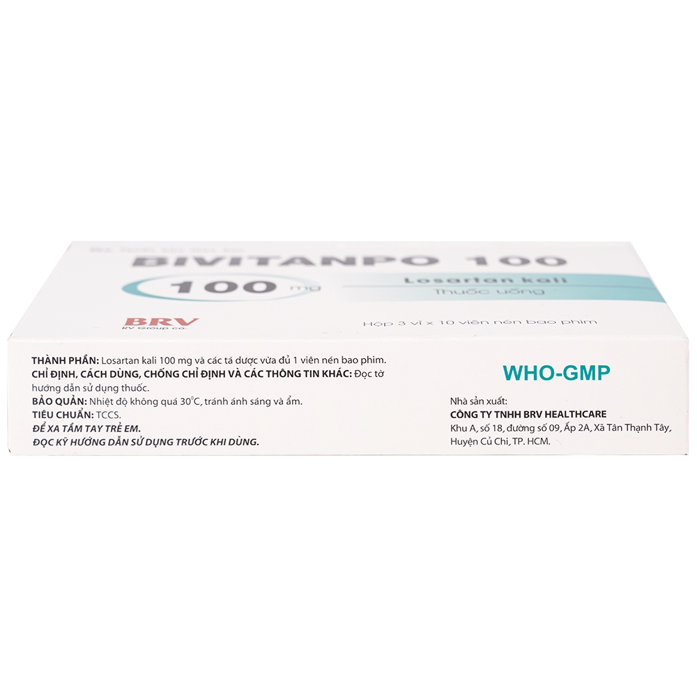 Hình ảnh Thuốc Bivitanpo 100 BV điều trị tăng huyết áp mức độ nhẹ và vừa (3 vỉ x 10 viên)