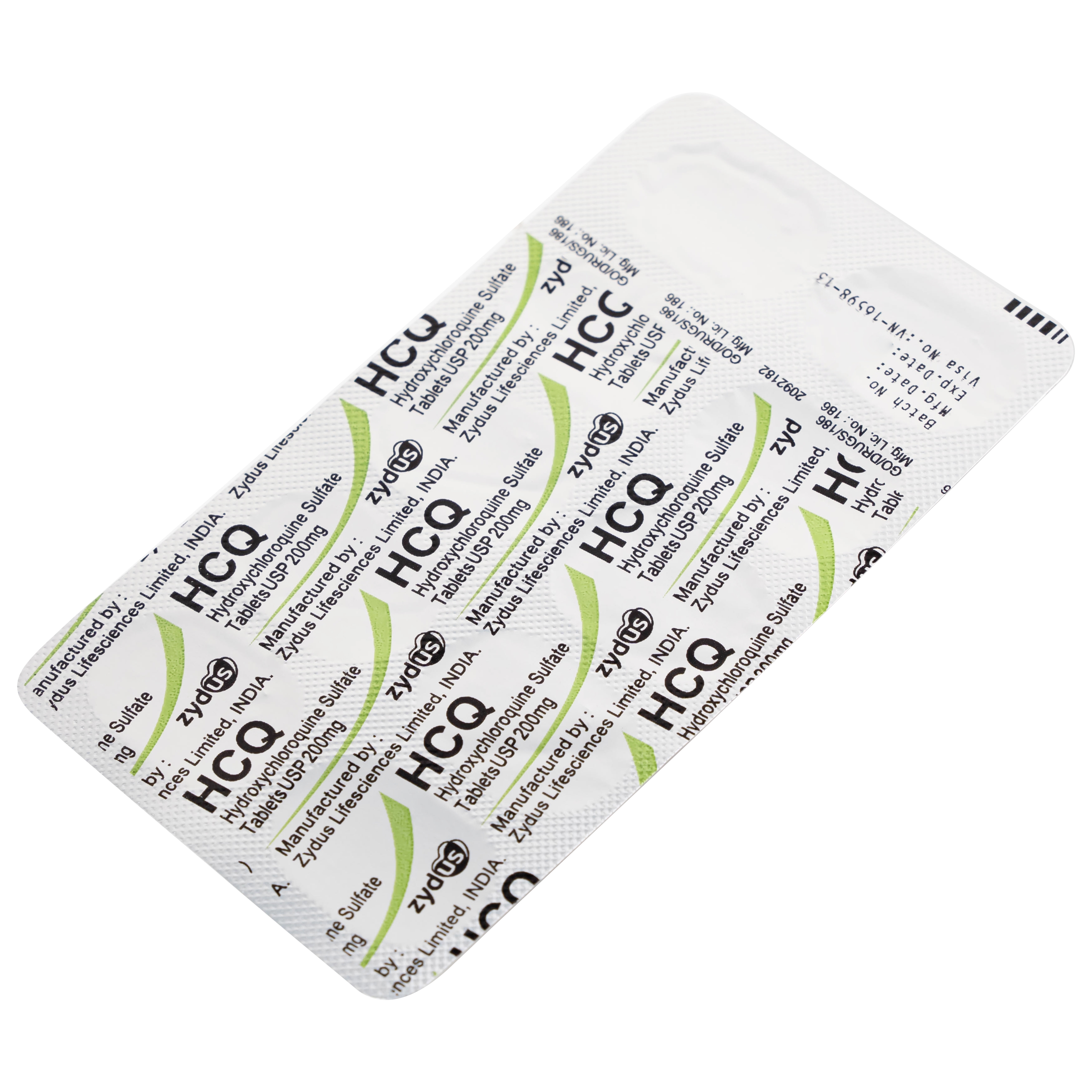 Hình ảnh Thuốc HCQ 200mg Zydus phòng ngừa hoặc điều trị sốt rét cấp tính (10 vỉ x 10 viên)