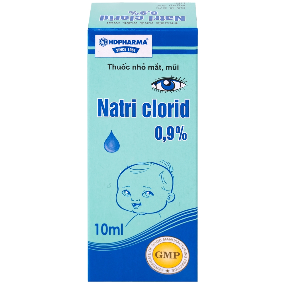 Hình ảnh Thuốc nhỏ mắt, mũi Natri Clorid 0,9% HDPharma điều trị triệu chứng mỏi mắt, mắt đỏ, sổ mũi, nghẹt mũi (10ml)