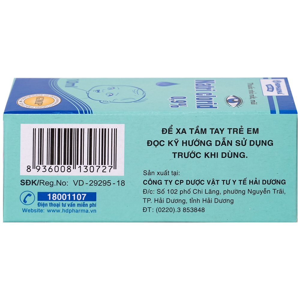 Hình ảnh Thuốc nhỏ mắt, mũi Natri Clorid 0,9% HDPharma điều trị triệu chứng mỏi mắt, mắt đỏ, sổ mũi, nghẹt mũi (10ml)