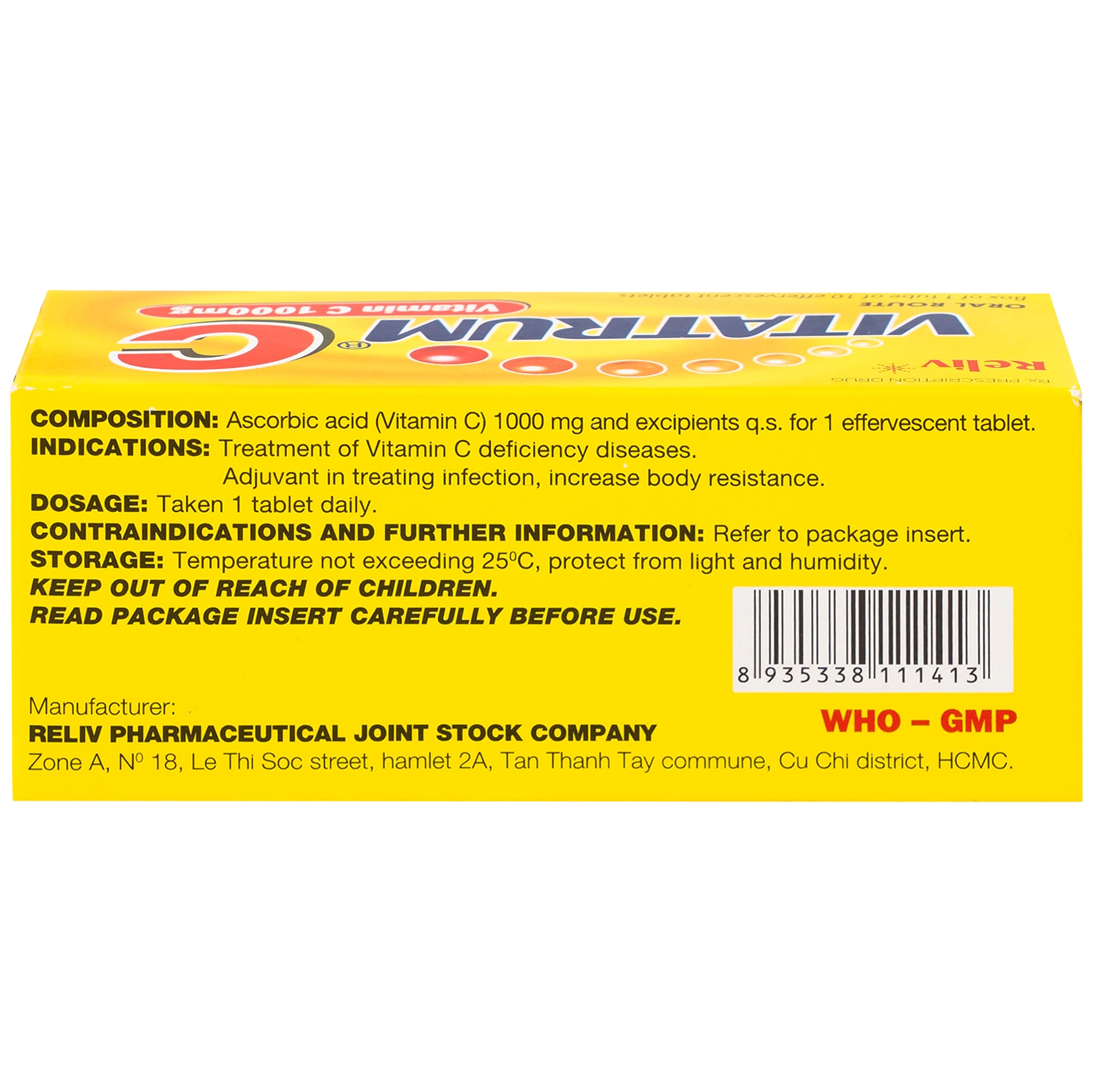 Hình ảnh Thuốc Vitatrum C 1000mg Reliv ngăn ngừa và điều trị bệnh do thiếu vitamin C (10 viên)