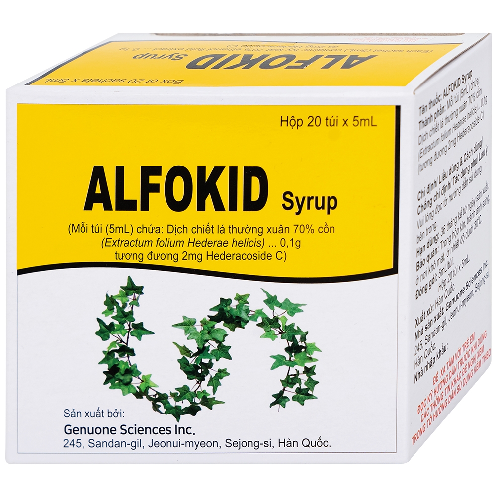 Hình ảnh Thuốc Alfokid Syrup Kolmar điều trị giảm ho do viêm phế quản mạn tính, viêm đường hô hấp (20 túi)