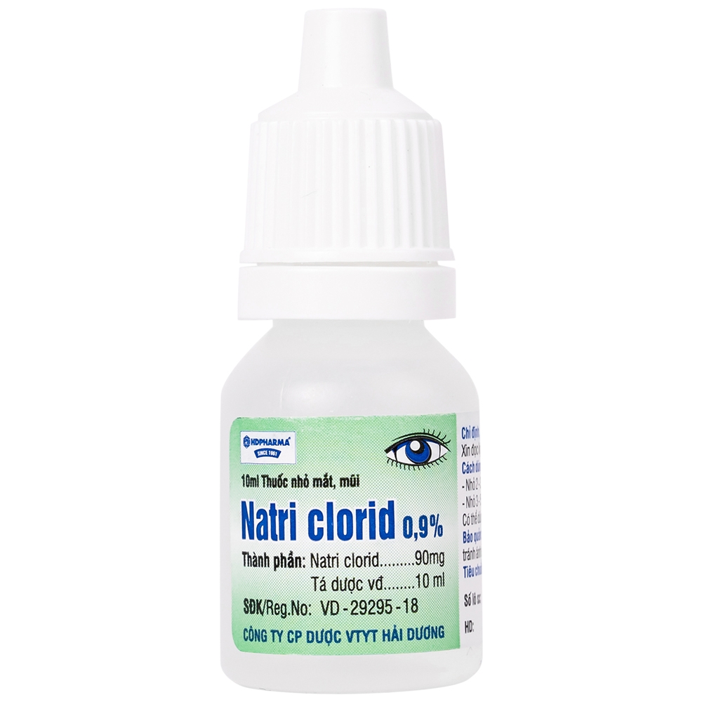 Hình ảnh Thuốc nhỏ mắt, mũi Natri Clorid 0,9% HDPharma điều trị triệu chứng mỏi mắt, mắt đỏ, sổ mũi, nghẹt mũi (10ml)