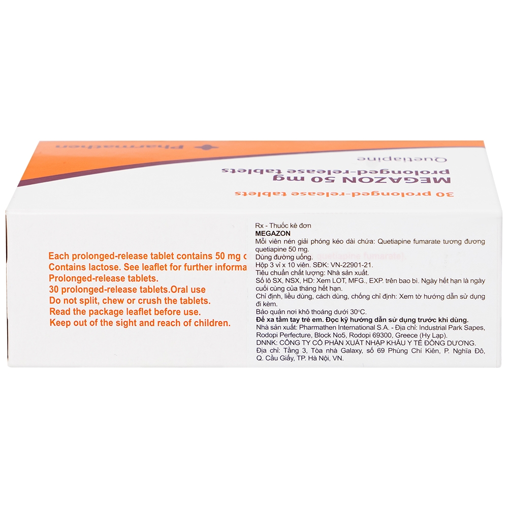 Hình ảnh Thuốc Megazon 50mg prolonged-release tablets Pharmathen điều trị tâm thần phân liệt (3 vỉ x 10 viên)