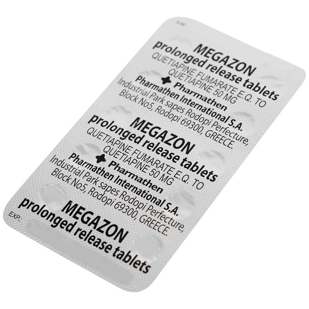 Hình ảnh Thuốc Megazon 50mg prolonged-release tablets Pharmathen điều trị tâm thần phân liệt (3 vỉ x 10 viên)