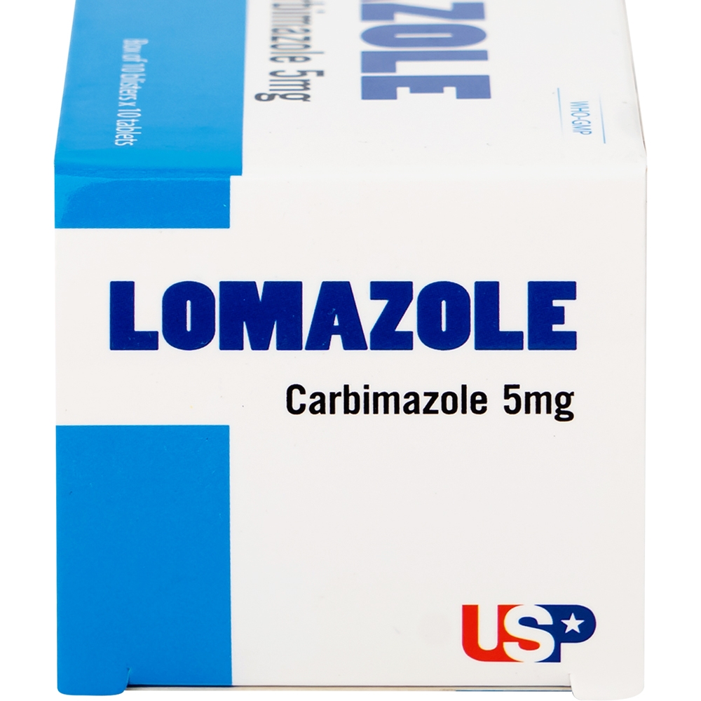 Hình ảnh Thuốc Lomazole 5mg US Pharma điều trị bệnh Basedow, nhiễm độc tuyến giáp, cường giáp khi thai nghén (10 vỉ x 10 viên)