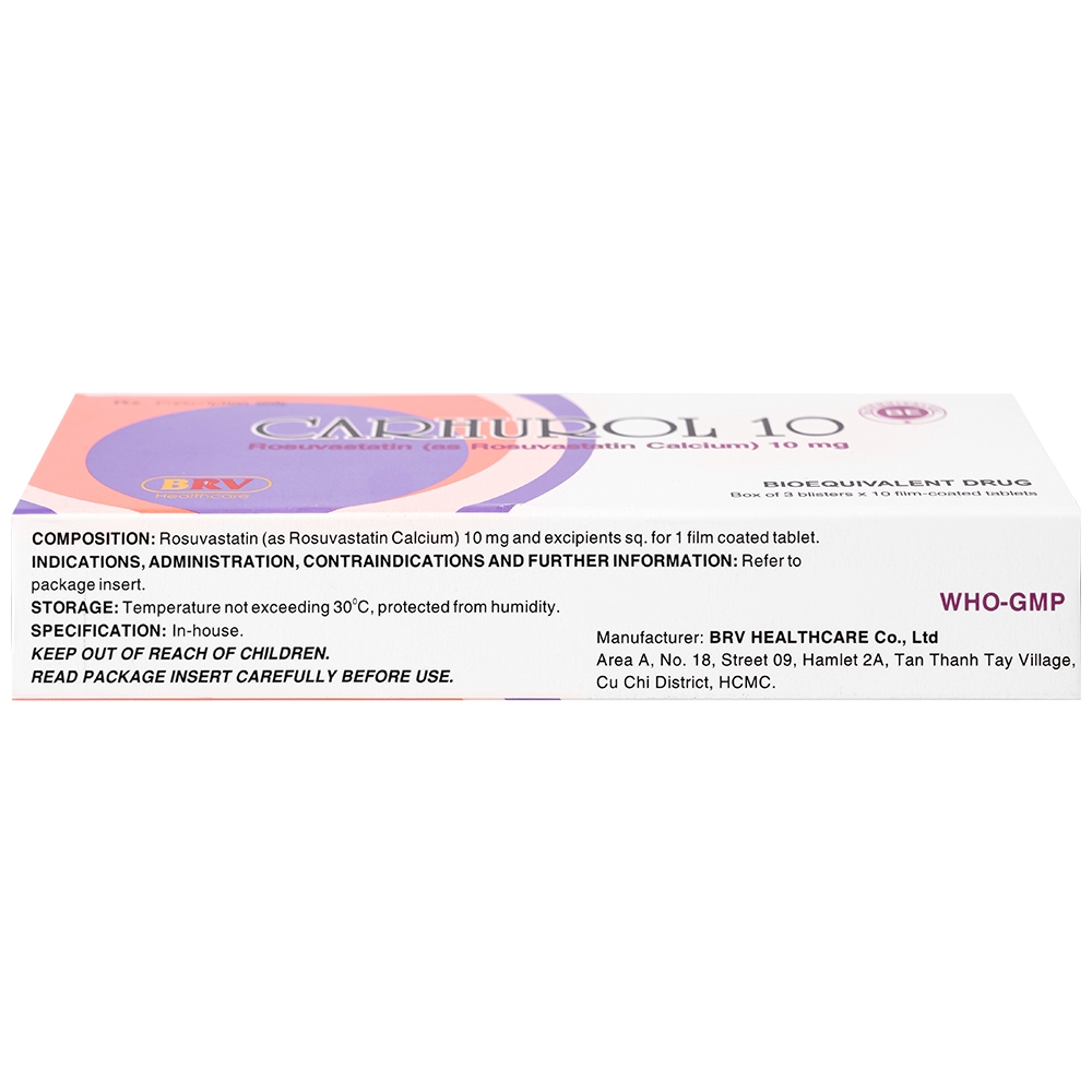 Hình ảnh Thuốc Carhurol 10 BRV điều trị tăng cholesterol máu (3 vỉ x 10 viên)