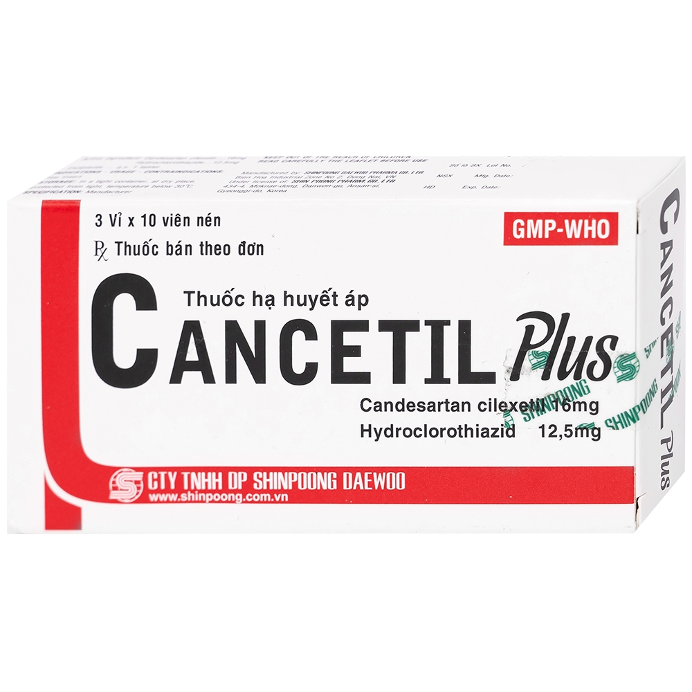 Hình ảnh Thuốc hạ huyết áp Cancetil Plus Shinpoong Deawoo điều trị tăng huyết áp (3 vỉ x 10 viên)