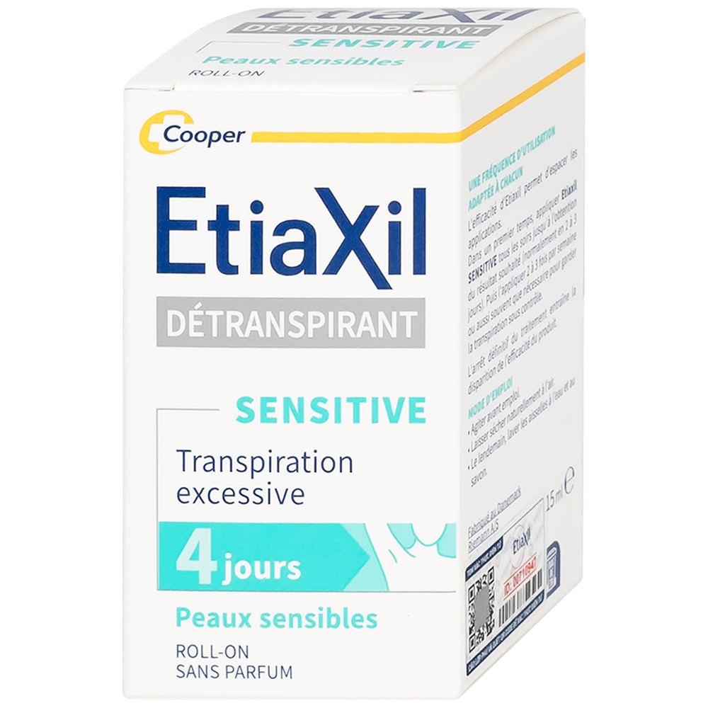 Hình ảnh Lăn khử mùi EtiaXil Detranspirant Aisselles Peaux Sensibles chống mùi đặc trị dành cho da nhạy cảm (15ml)