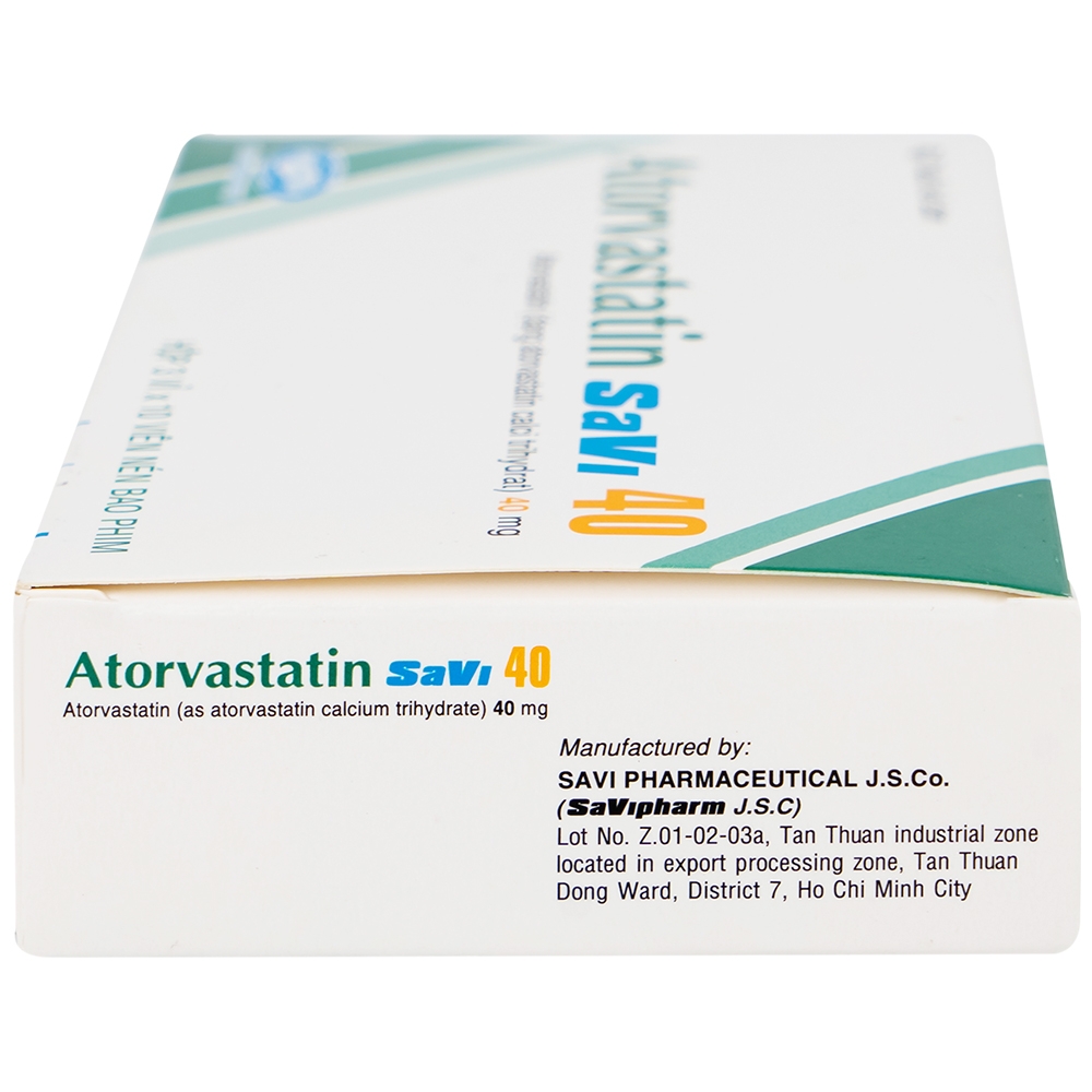Hình ảnh Thuốc Atorvastatin 40mg Savi điều trị rối loạn lipid máu, mỡ máu, cholesterol máu cao (3 vỉ x 10 viên)