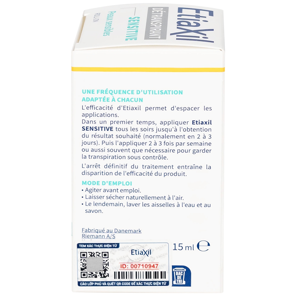 Hình ảnh Lăn khử mùi EtiaXil Detranspirant Aisselles Peaux Sensibles chống mùi đặc trị dành cho da nhạy cảm (15ml)