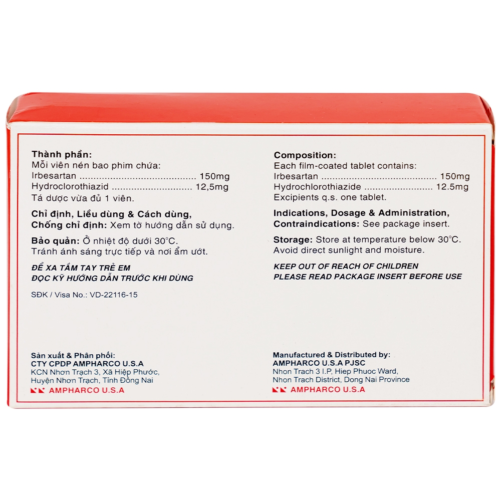 Hình ảnh Thuốc Usasartim Plus 150 Ampharco điều trị tăng huyết áp (3 vỉ x 10 viên)