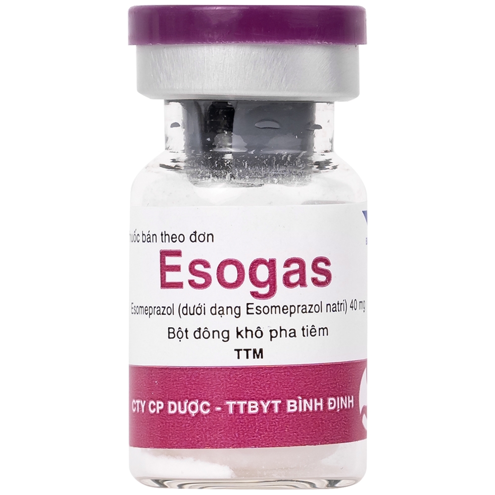 Hình ảnh Thuốc Esogas 40mg Bidiphar điều trị kháng tiết acid dạ dày (1 lọ + 1 ống 5ml)